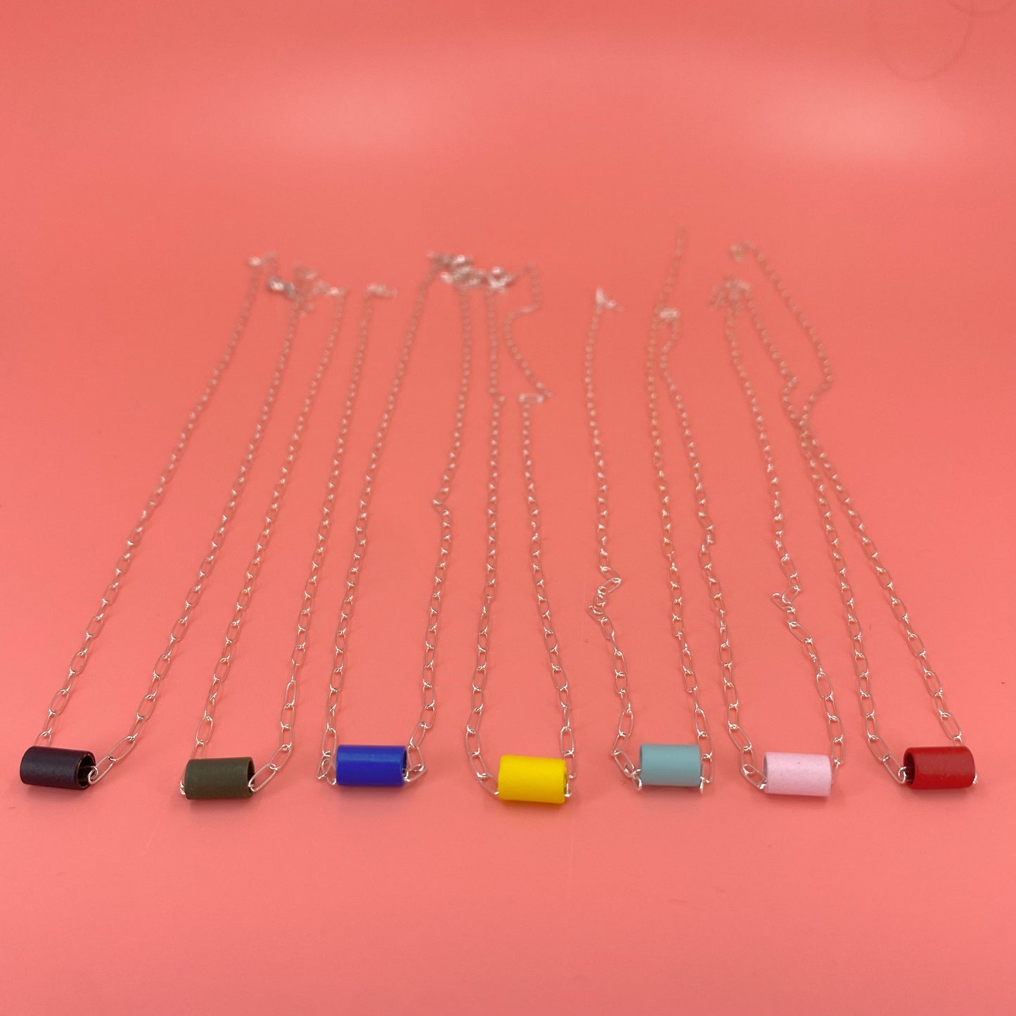 Mini Tube Necklace (silver chain)