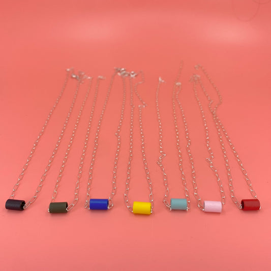 Mini Tube Necklace (silver chain)