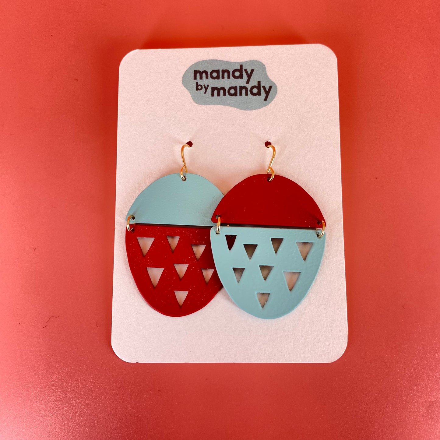 Fruity Danglers in cyan/tomato