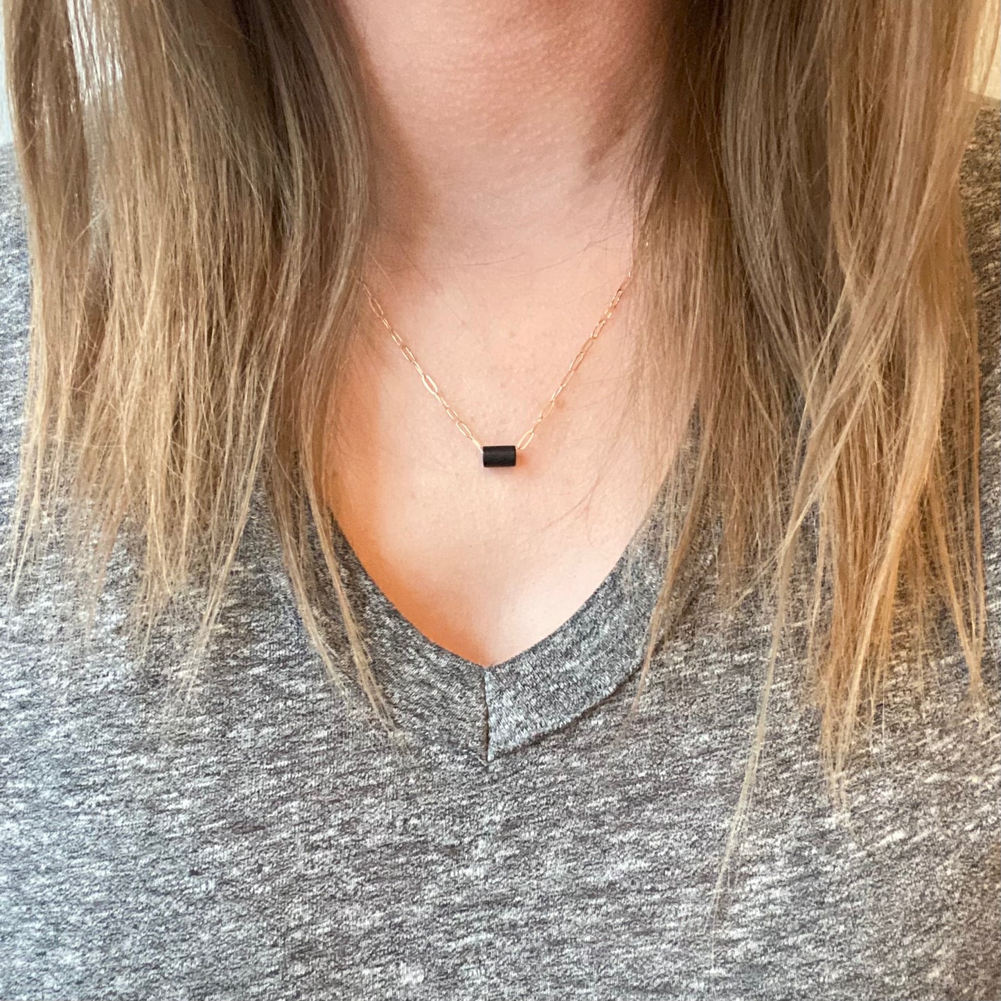 Mini Tube Necklace (gold chain)